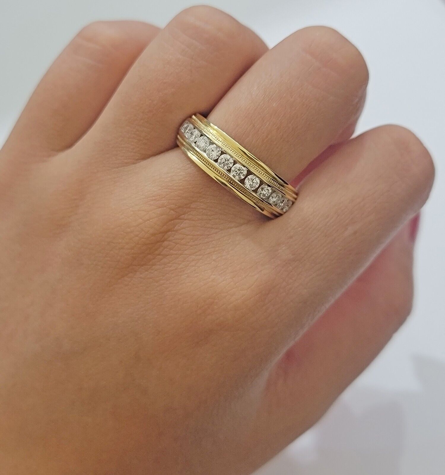 Solid 14k Yellow Gold Diamond Ring Men's Band 1CT Wedding Engagement Ring REAL - GoldenlinQ